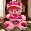 Pink Teddy Bear with Sparkling Cap & Heart "Love" Cushion