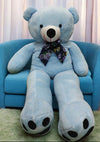 Sky Blue 3.5ft Giant Teddy Bear with Paw Prints & Bow Tie