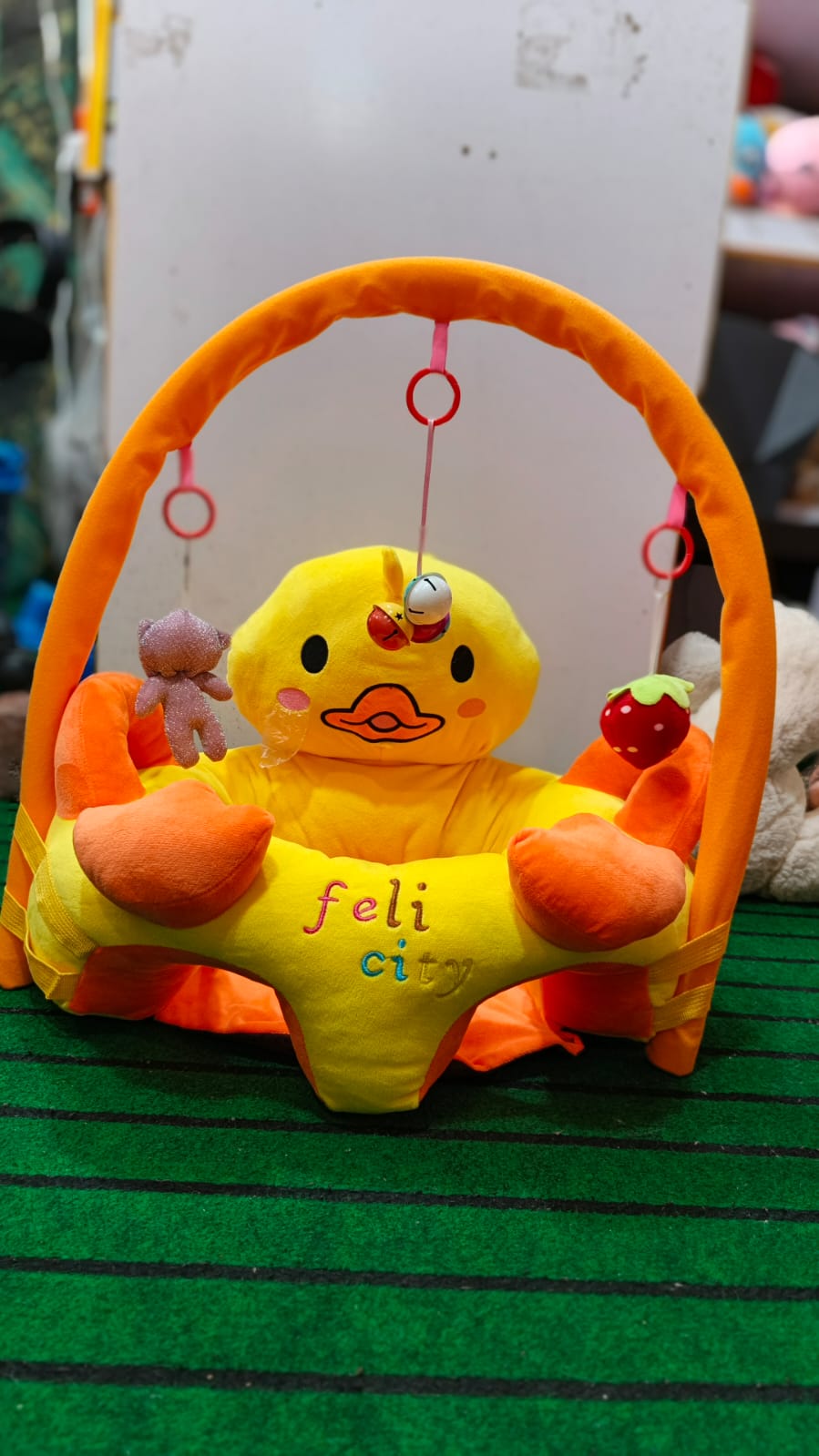 Baby Duck Seat With Toys - Yellow Baby Floor Seat - Lahore Toy Box