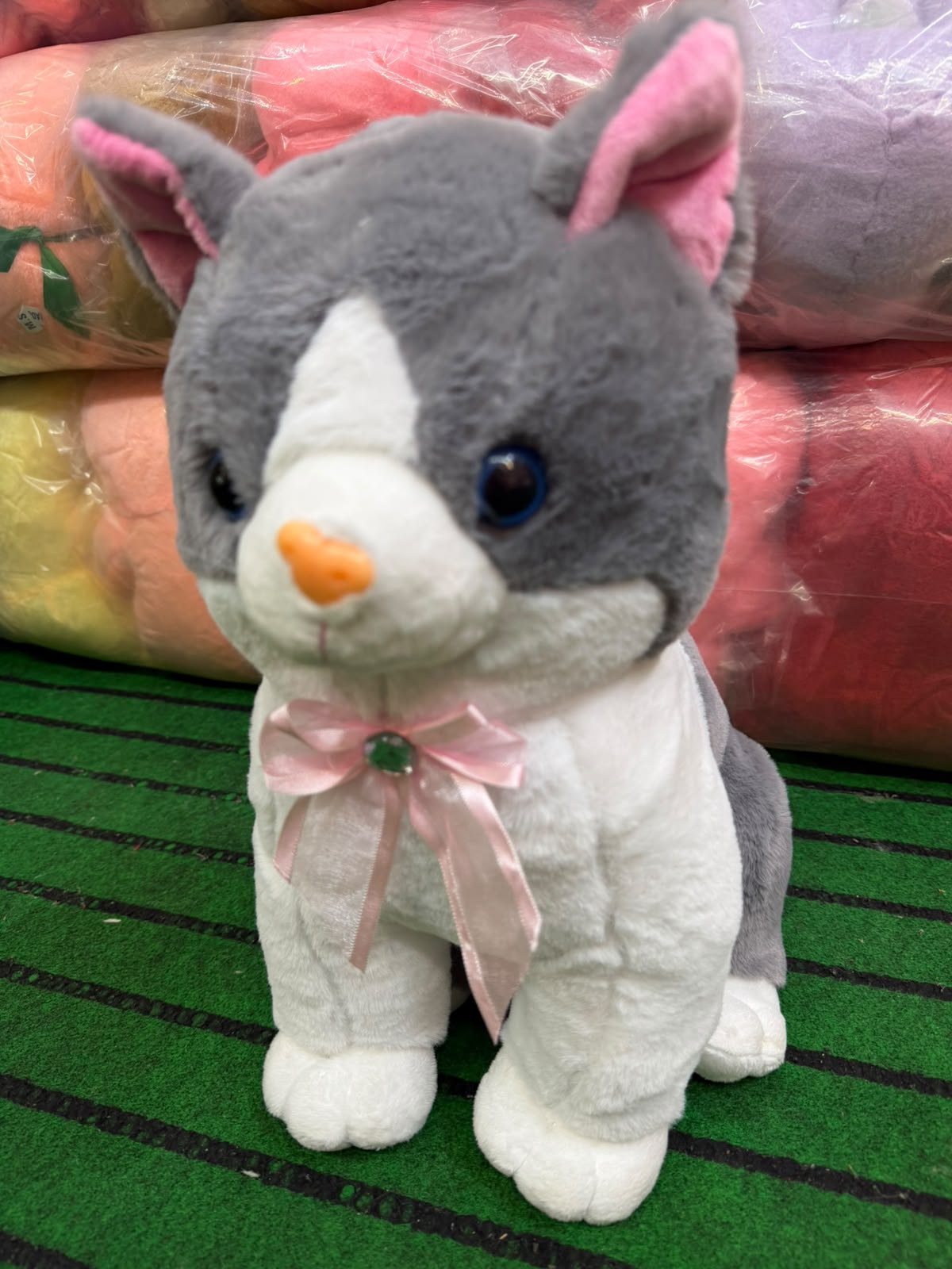 Cat Animal Plush Gray Large 45 cm - Lahore Toy Box