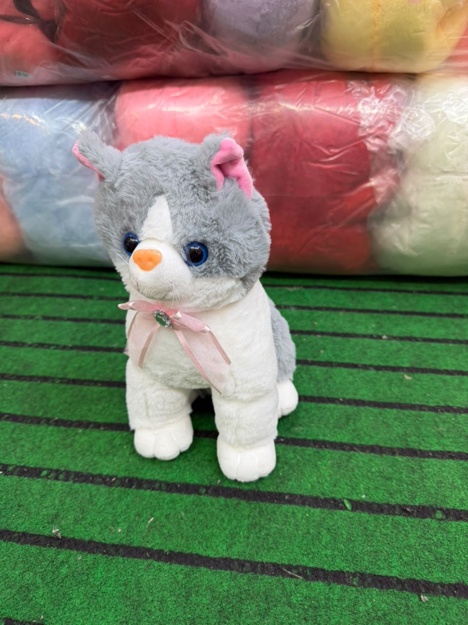 Cat Animal Plush Gray Small 25 cm - Lahore Toy Box