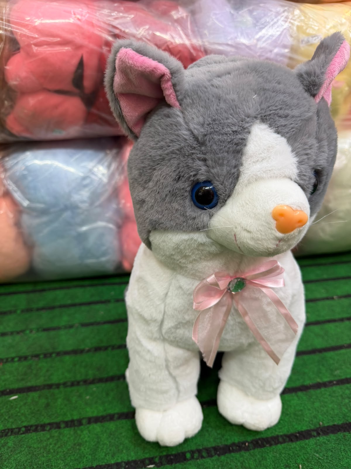 Cat Animal Plush Gray Large 45 cm - Lahore Toy Box