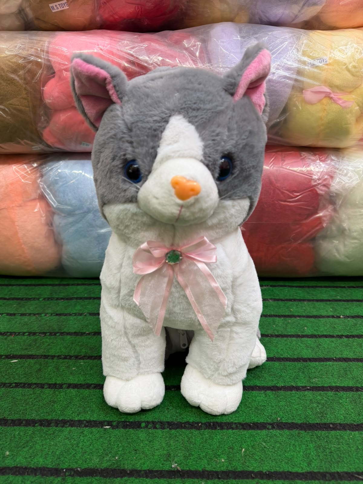 Cat Animal Plush Gray Large 45 cm - Lahore Toy Box