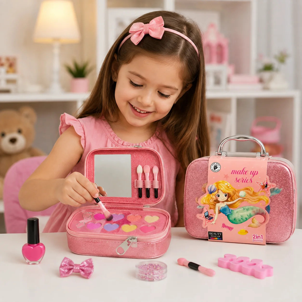 Girls 2-in-1 Makeup Kit – Princess Beauty Set with Carry Case - Lahore Toy Box