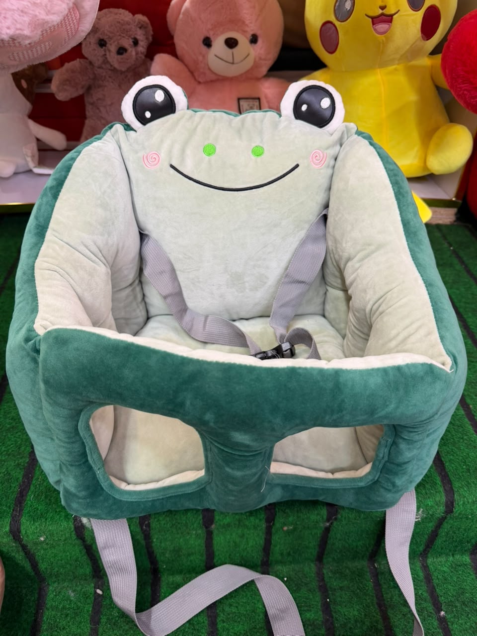 Portable Baby Greenish Dining Chair Cartoon & Multifunctional Baby Car Seat