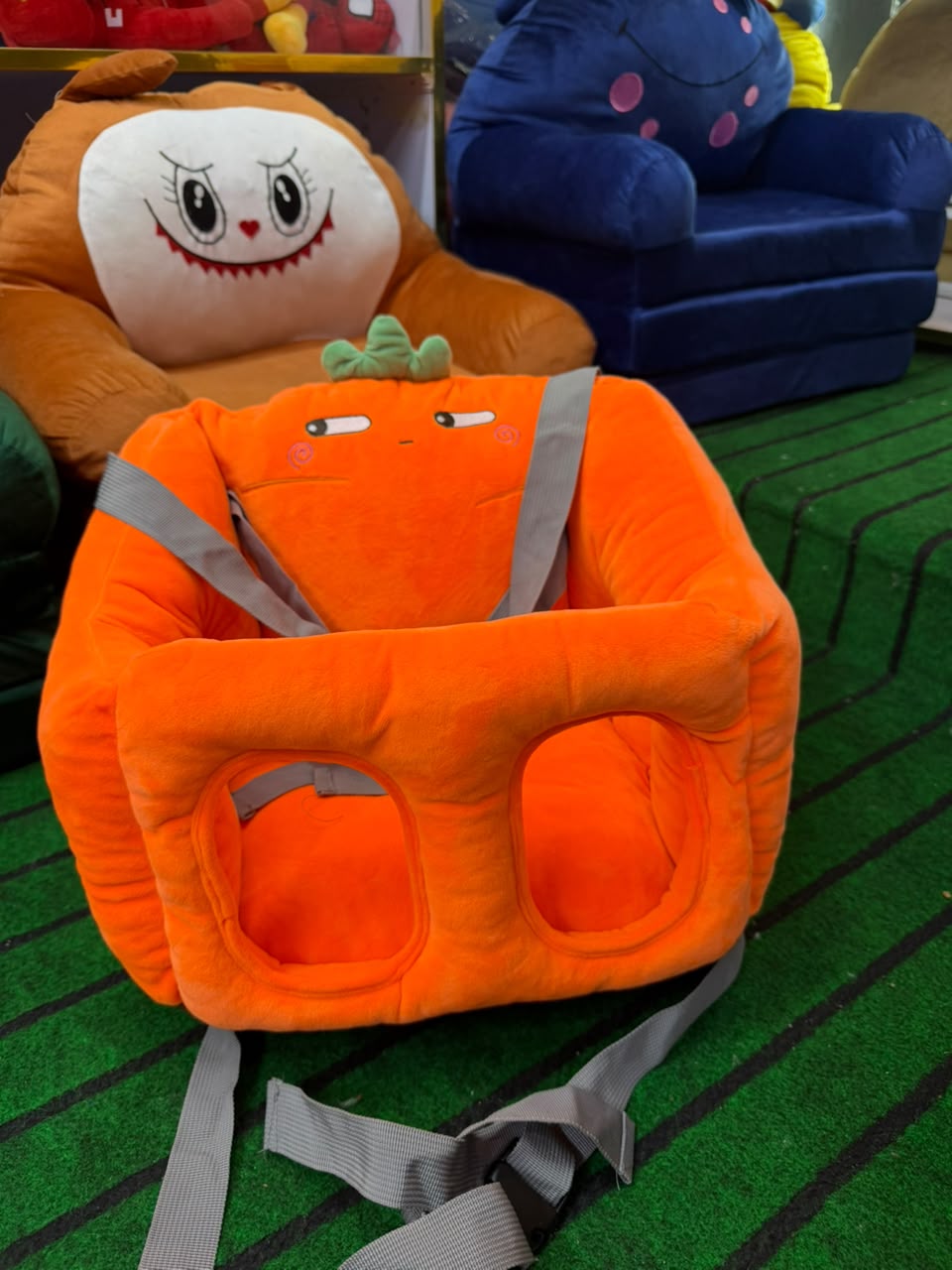 Portable Baby Orange Dining Chair Cartoon & Multifunctional Baby Car Seat - Lahore Toy Box
