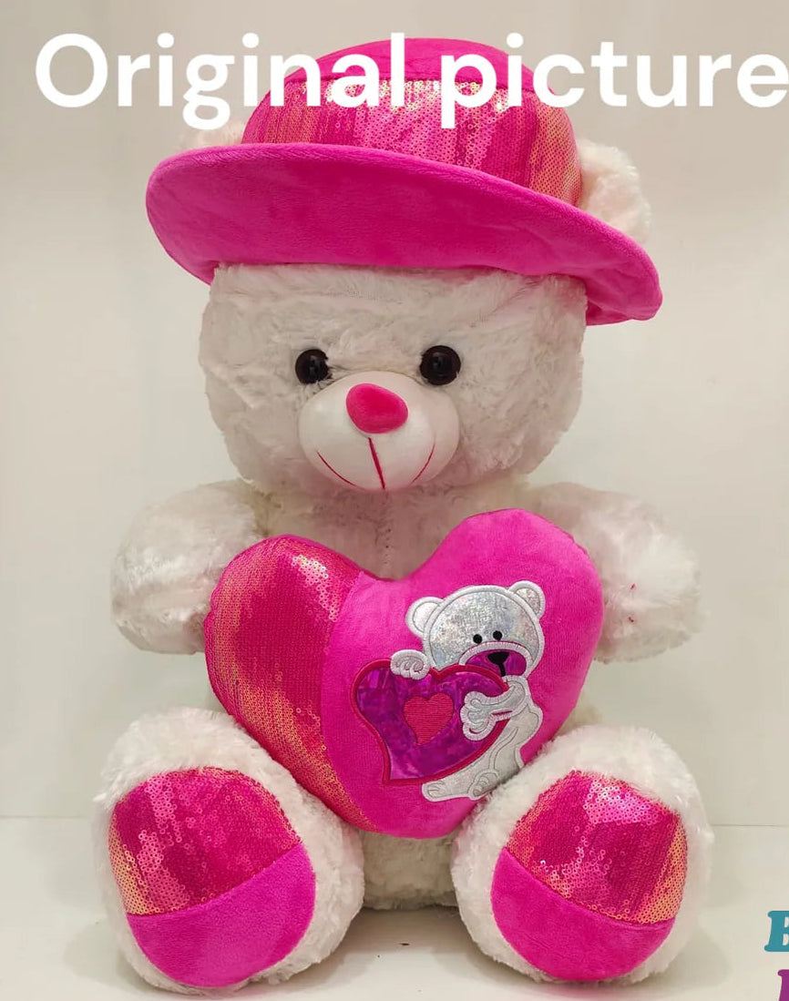 Premium 2 Feet White & Pink Teddy Bear Imported Plush & Ultra Soft, Lahore Toy Box