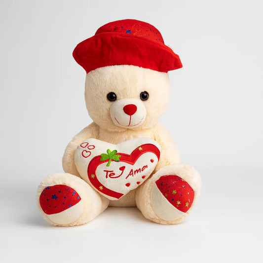 Cute Pink and Stuffy Teddy Bear with Bow & Double Heart Cushion - Lahore Toy Box