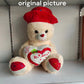 Cute Pink and Stuffy Teddy Bear with Bow & Double Heart Cushion